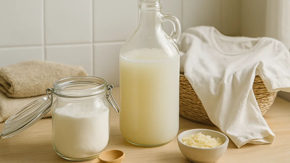 lessive maison recette cout — Lessive maison : la recette de base, son coût au litre, et ce qu’elle ne lave pas bien